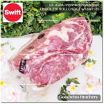 Beef CHUCK EYE ROLL US USDA CHOICE brand SWIFT frozen whole cuts +/- 11kg (price/kg) PREORDER 2-3 days notice